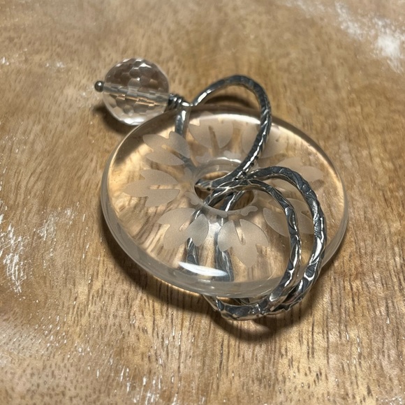 Silpada 925 Sterling Silver Etched Glass Crystal Round Donut Dangle Pendant - Picture 10 of 15